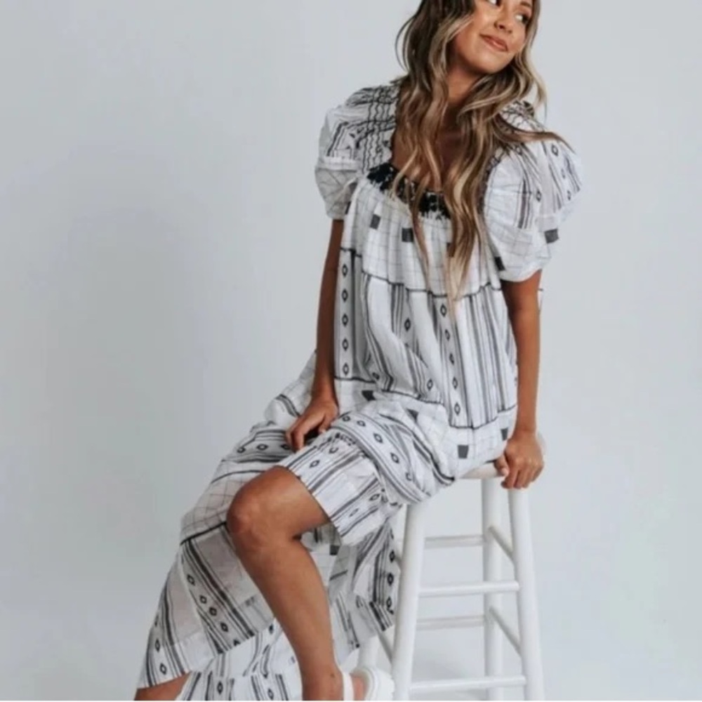 Free People Black and White Maxi Dress